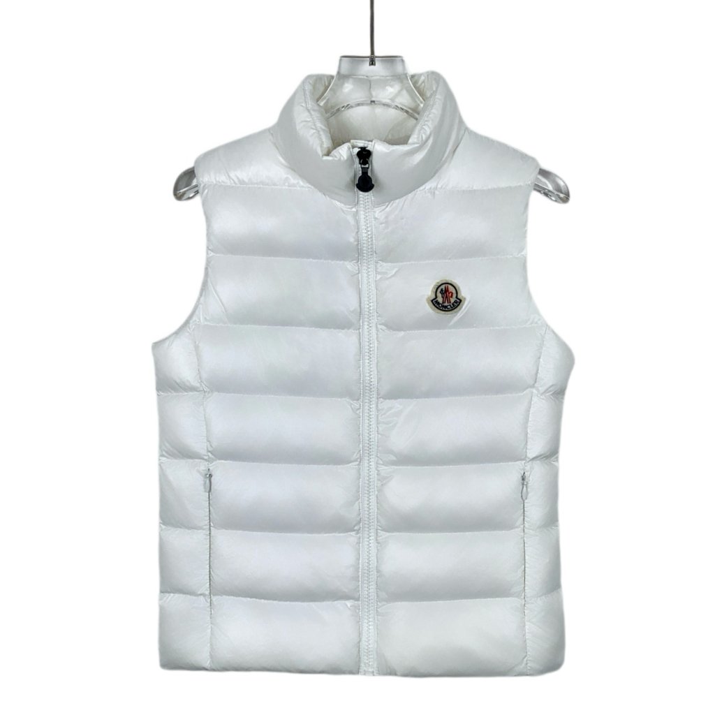 Cw0042 Moncler Ghany White Logo Puffer Vest